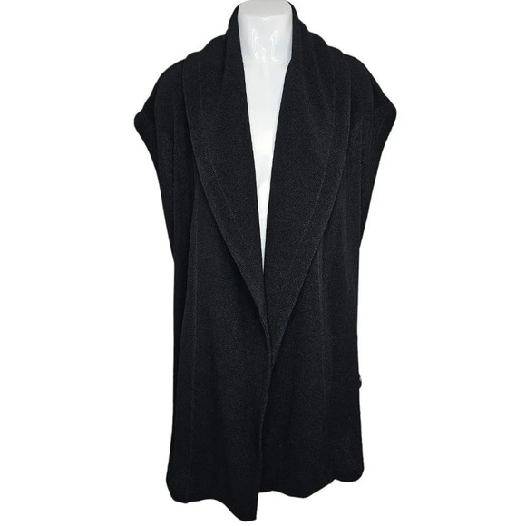 Soft  Surroundings Womens Mesa Button Vest Draped Open Front Black Size Large - Picture 2 of 9
